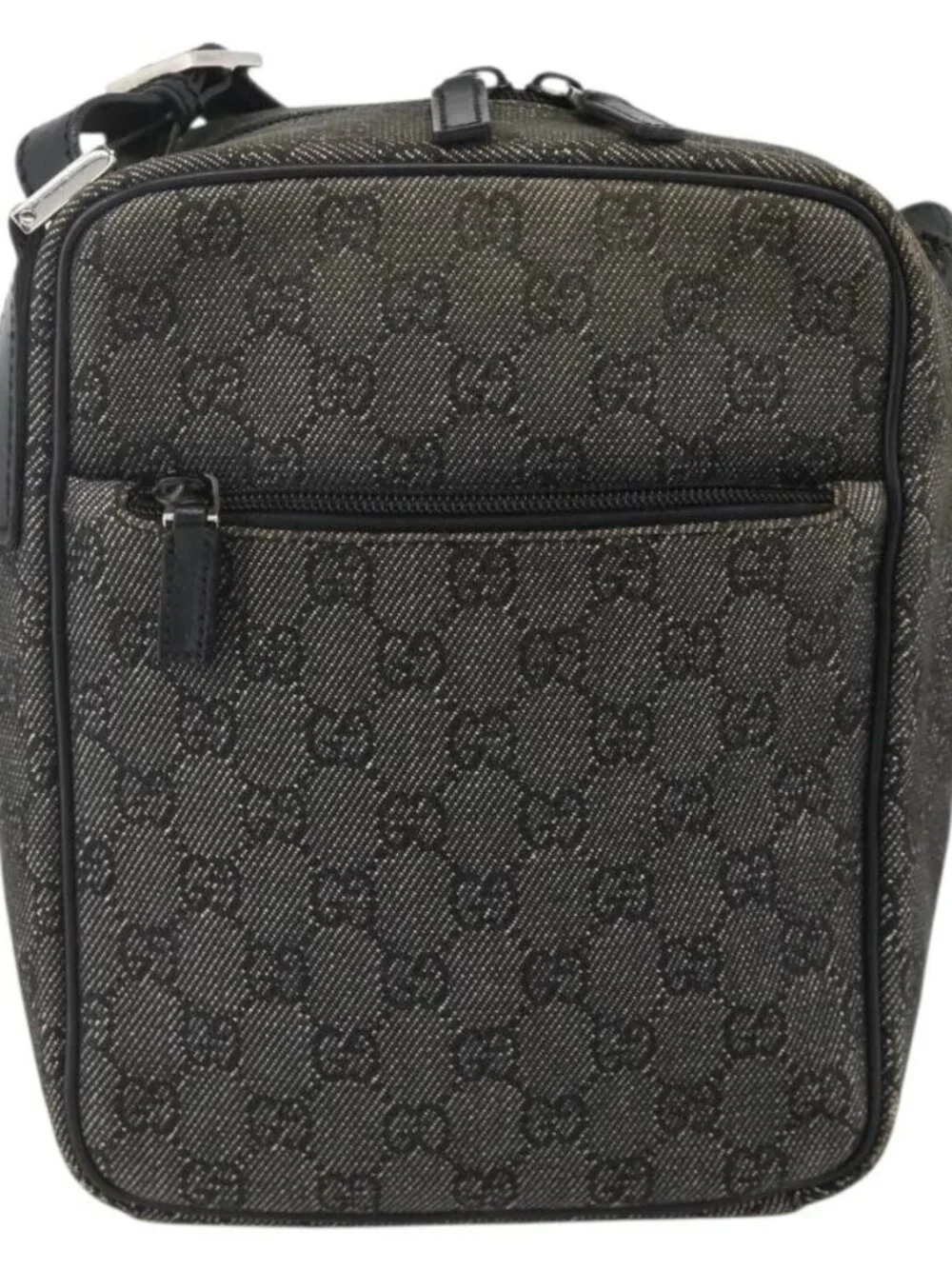 GUCCI GG Canvas Shoulder Bag Black Silver 03136 Auth 175385